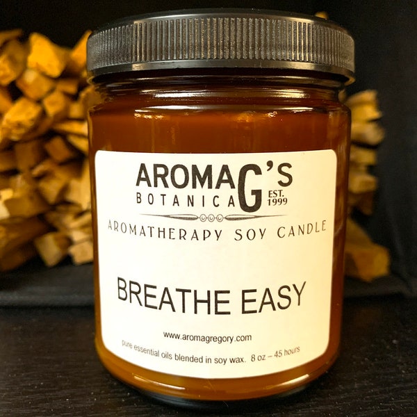 Breathe Easy Aromatherapy Soy Candle made with real essential oils