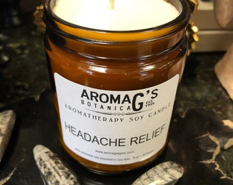 Headache Soy Candle - hand poured aromatherapy candle with essential oils