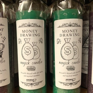 Money Drawing Spell Candle - Blessed & Dressed 7 Day Candle