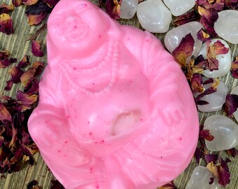 Laughing Buddha Glycerin Gemstone soap with rose quartz