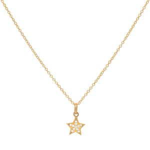 Diamond Star Necklace, Pave Diamond, 14k Solid Gold image 1