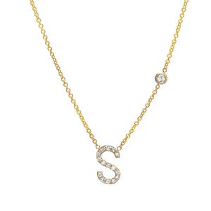Diamond initial with bezel necklace image 2
