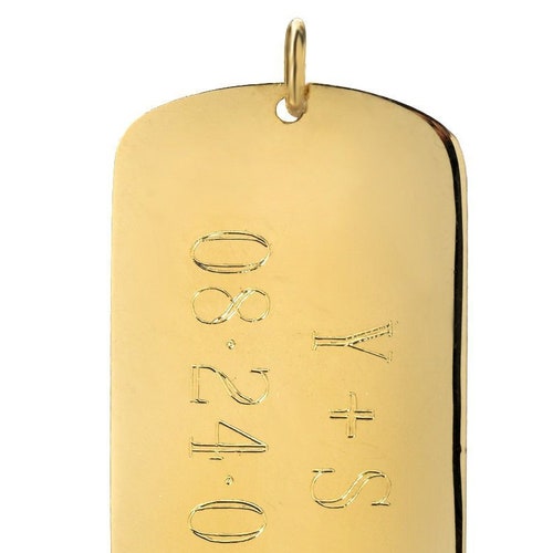 14k Gold Engraved Dog Tag Pendant Etsy