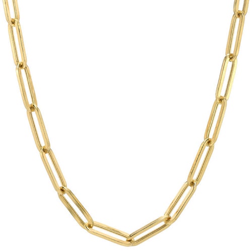 14k Gold Large Paper Clip Necklace 