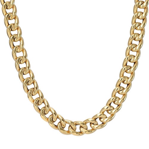 14K Yellow Gold Miami Cuban Link Chain Necklace 18 - Etsy
