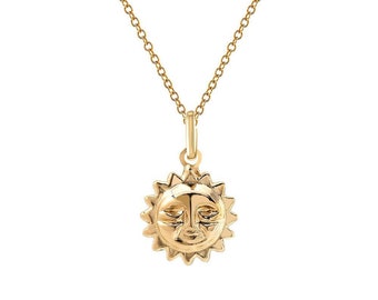 14k Gold Sun Necklace