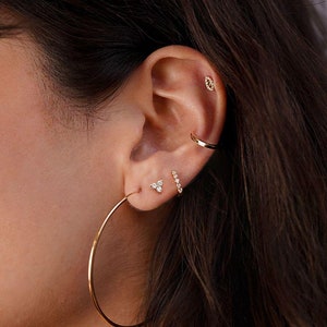 14k Gold Large Thin thread Hoop Earrings