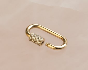14k Gold Diamond Carabiner Lock Charm