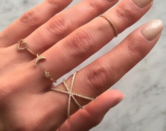 Pave Diamond 14k Gold Cage Ring, Statement Jewelry