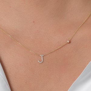 Diamond initial with bezel necklace image 1