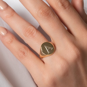 14k Large Signet Ring, 14k Monogram Signet Ring