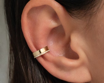 14k Gold Thick Diamond Ear Cuff