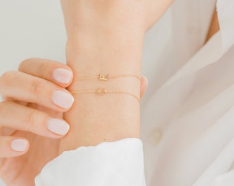 14k gold letter bracelet