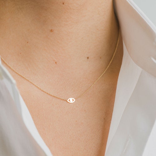 Gold Evil Eye Necklace Mini Evil Eye 