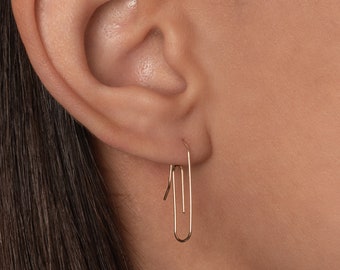 14k Gold Paper Clip Earring