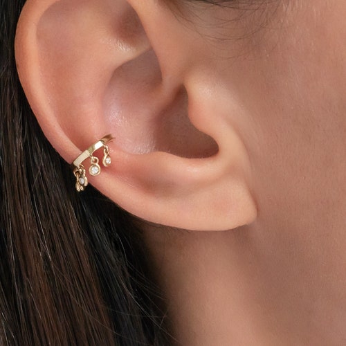 Gold Ear Cuff 14k Solid Gold Etsy