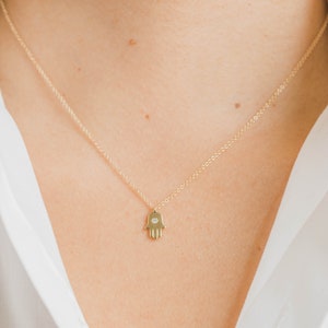 Diamond Hamsa Necklace | 14k Gold