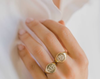 Gold Engraved Signet Ring