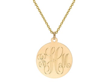 14k Gold Large Disc Pendant Necklace