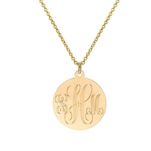 14k Solid Gold Monogram Necklace - Etsy