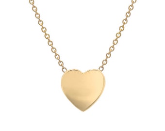 14k Gold Heart Necklace, Solid Gold Heart Necklace