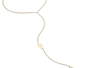 14K gouden diamanten boze oog handketting