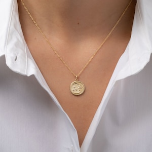 14k Gold Diamond Moon Medallion Necklace image 7