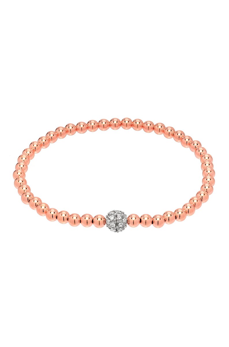 14k Gold Bead Bracelet With Diamond Bead 4mm Etsy