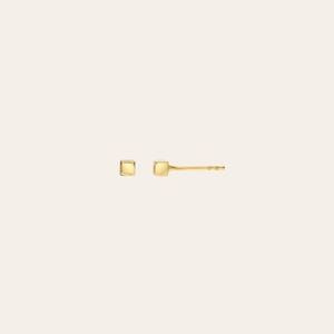 14k Gold Tiny Cube Stud Earrings