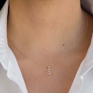 Diamond Initial Pendant Necklace, Diamond Letter Necklace