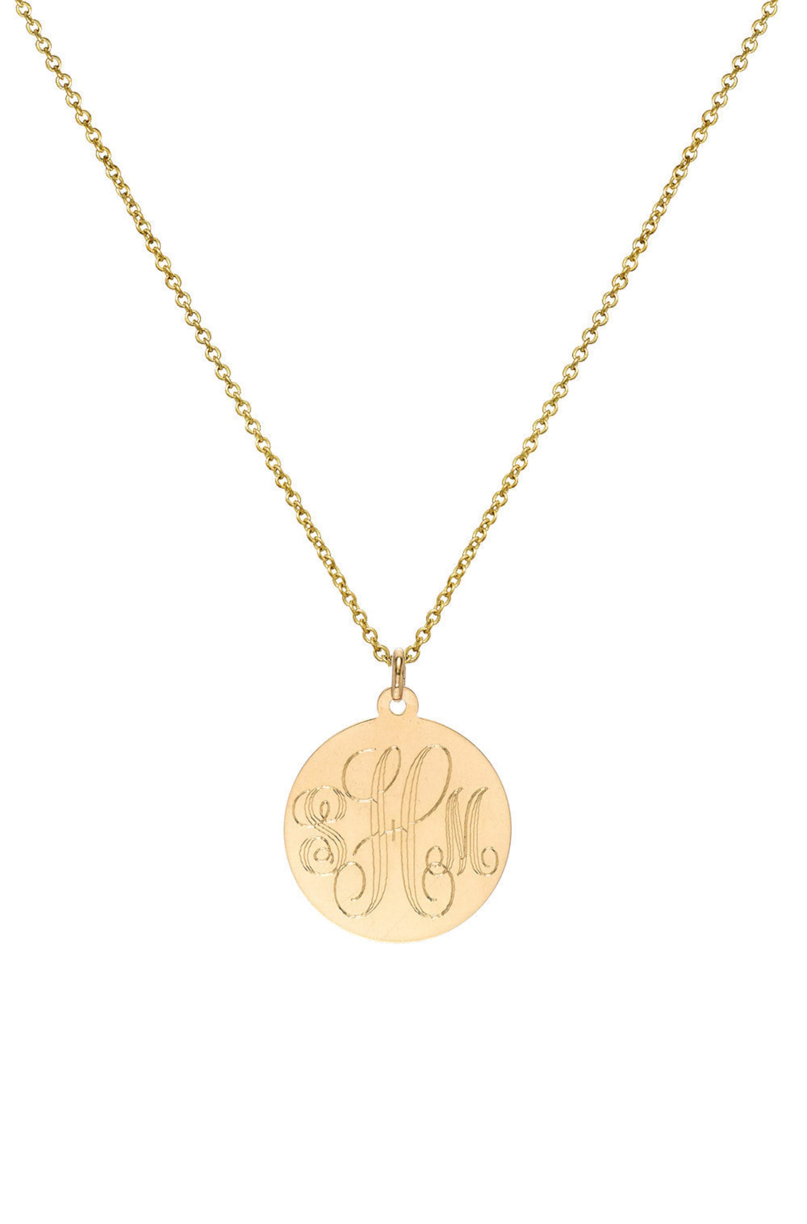 14k Gold Large Disc Pendant Necklace Etsy