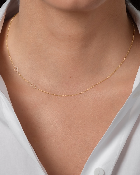 Double 14k Gold Asymmetrical Initial 
