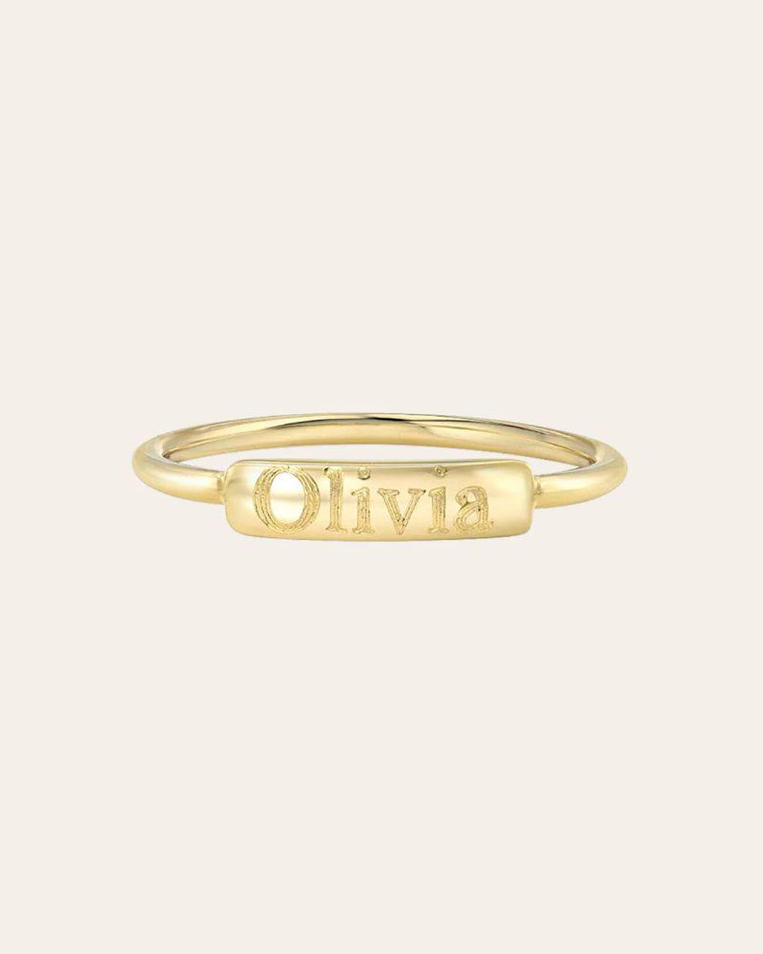 14k Gold Engraved Nameplate Ring - Etsy