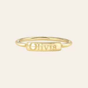 14k Gold Engraved Nameplate Ring