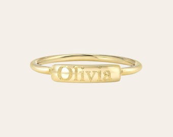 14k Gold Engraved Nameplate Ring