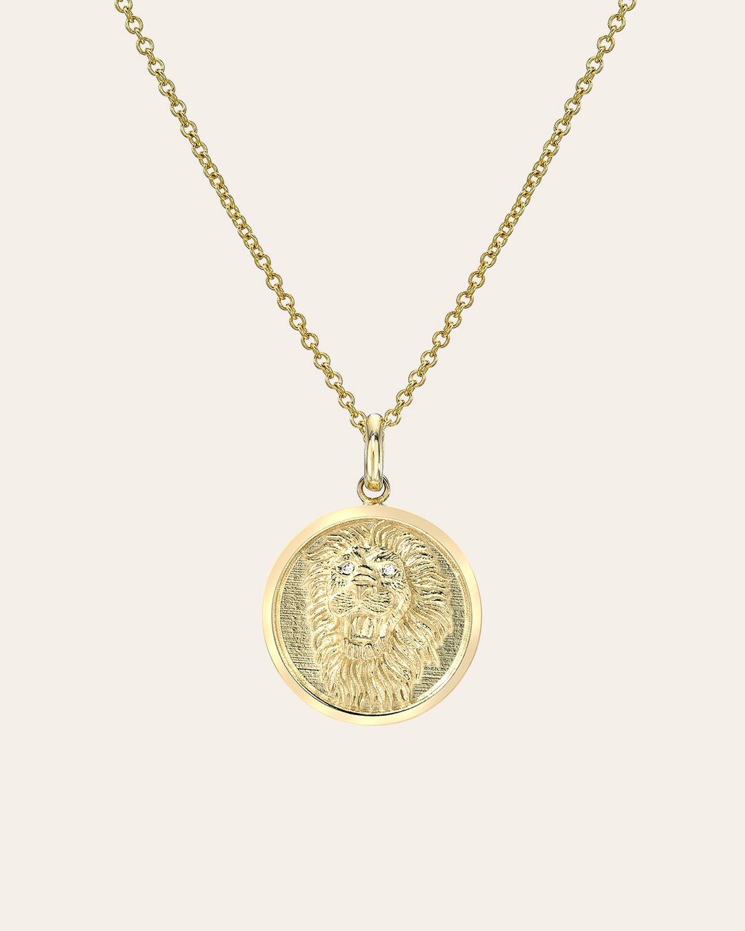 14k Gold Diamond Lion Medallion Necklace Etsy