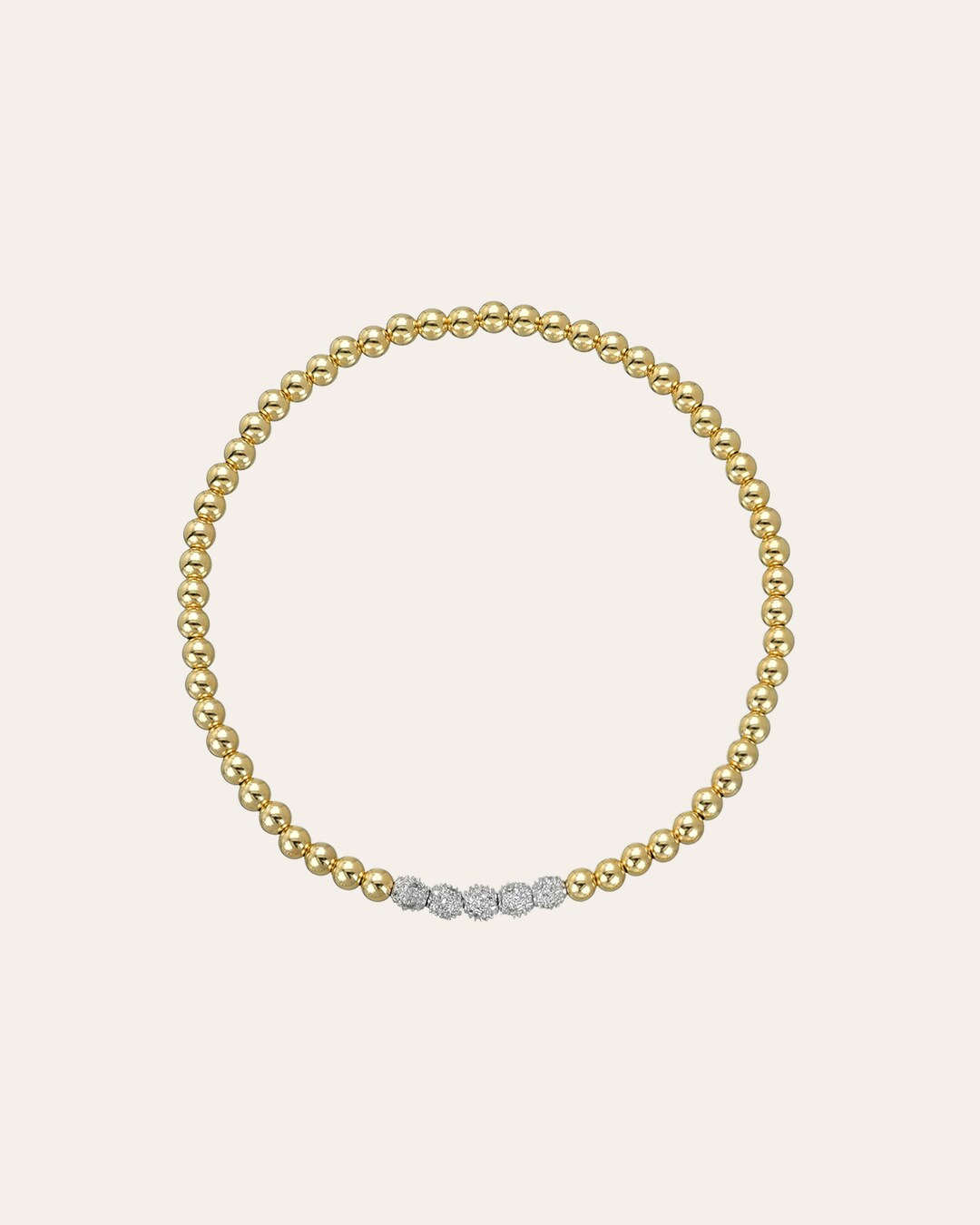 3mm Gold Bead Bracelet With Multi Diamond Beads Etsy