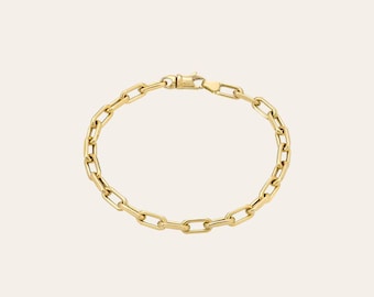 14k Gold Large Open Link Chain Bracelet