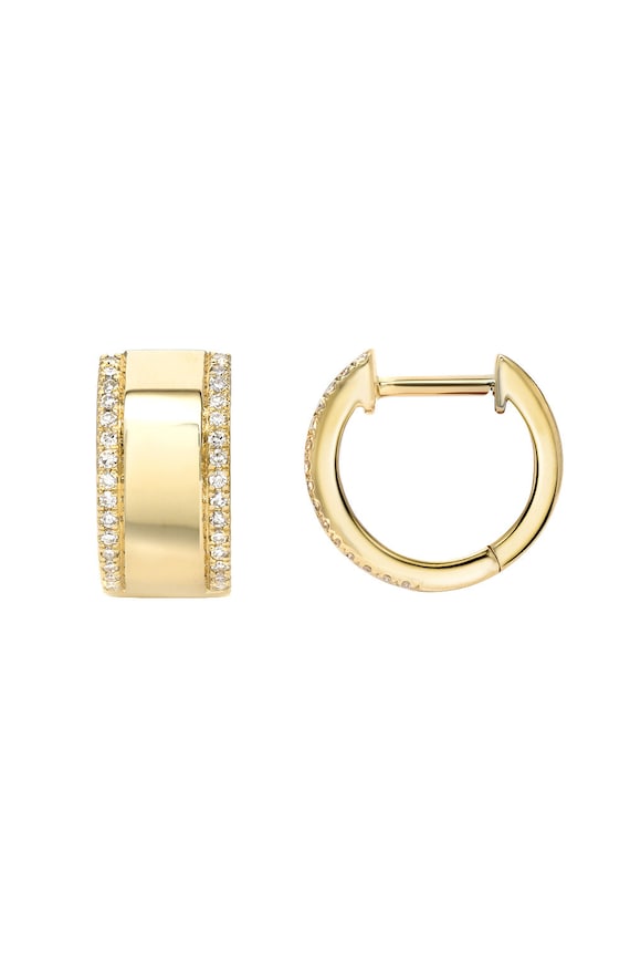 Gold thick huggie earrings deals