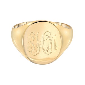 Anillo de sello grabado en oro, anillo de sello grande