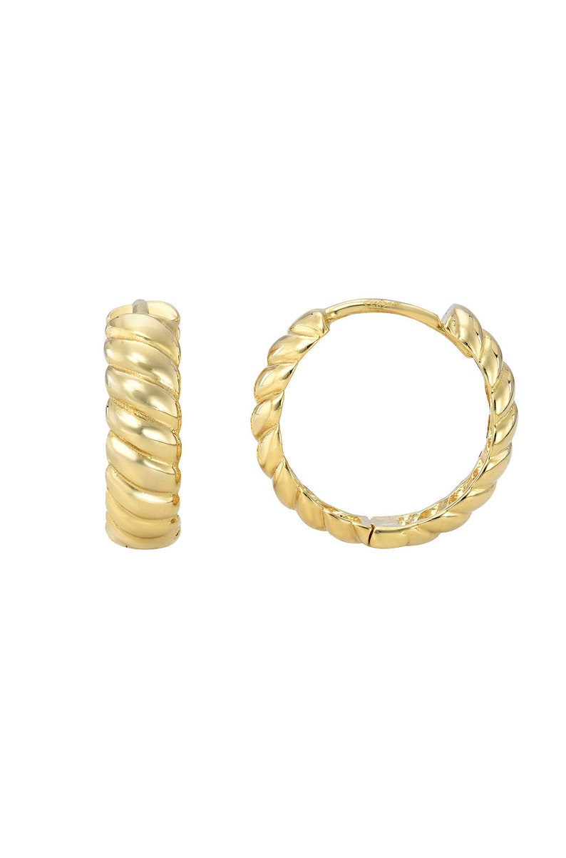 14k Gold Braided Huggie Earrings