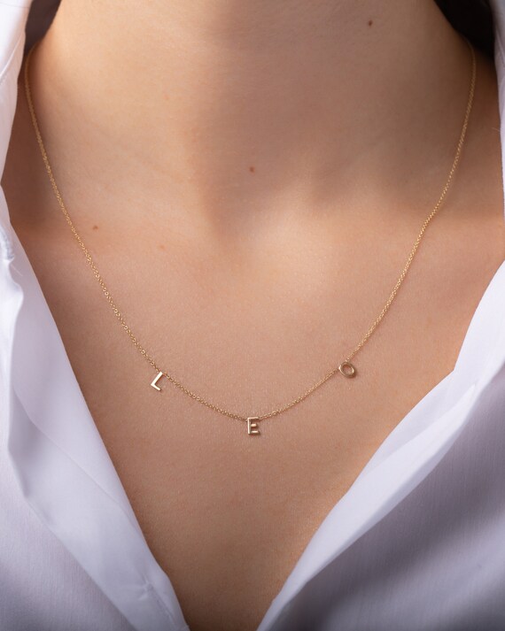 14k Gold Mini Initial Space Necklace 