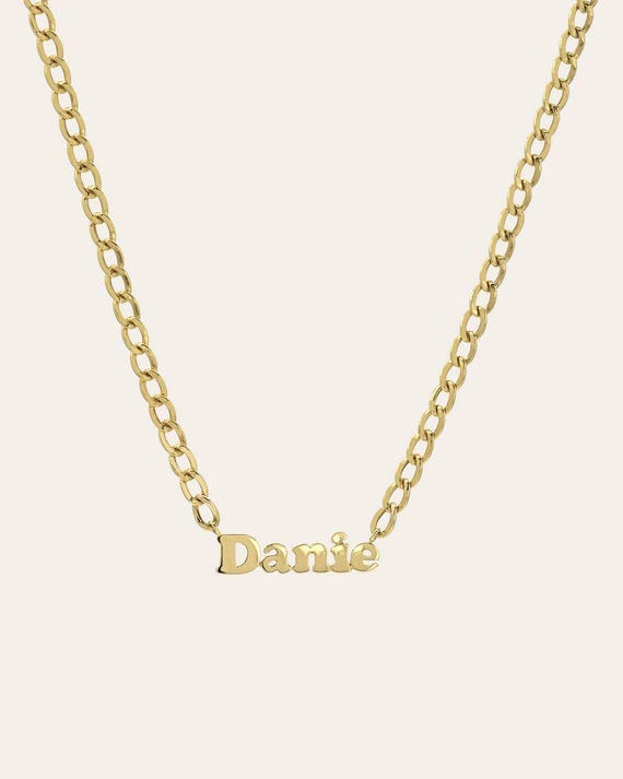14k gold cuban link name necklace discount