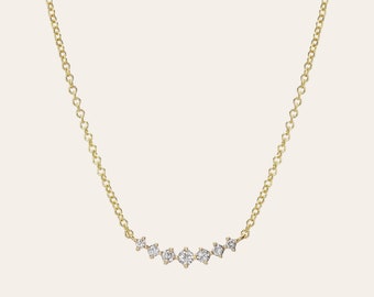 Diamant-Cluster-Halskette | 14k Gold