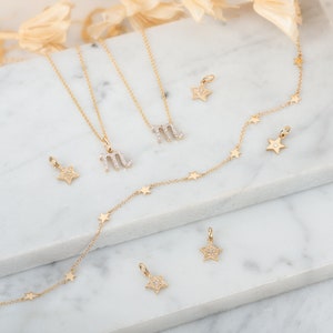 FindingKing 14k Satin Gold Wish Upon A Star Charm Bracelet – 14mm Star Charm, Yellow Gold, Made In Italy