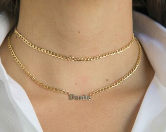 14k Gold Cuban Link Name Necklace Etsy