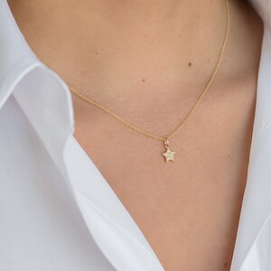 Diamond Star Necklace, Pave Diamond, 14k Solid Gold image 4