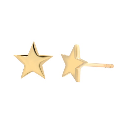 14k Gold Star Earring Studs - Etsy