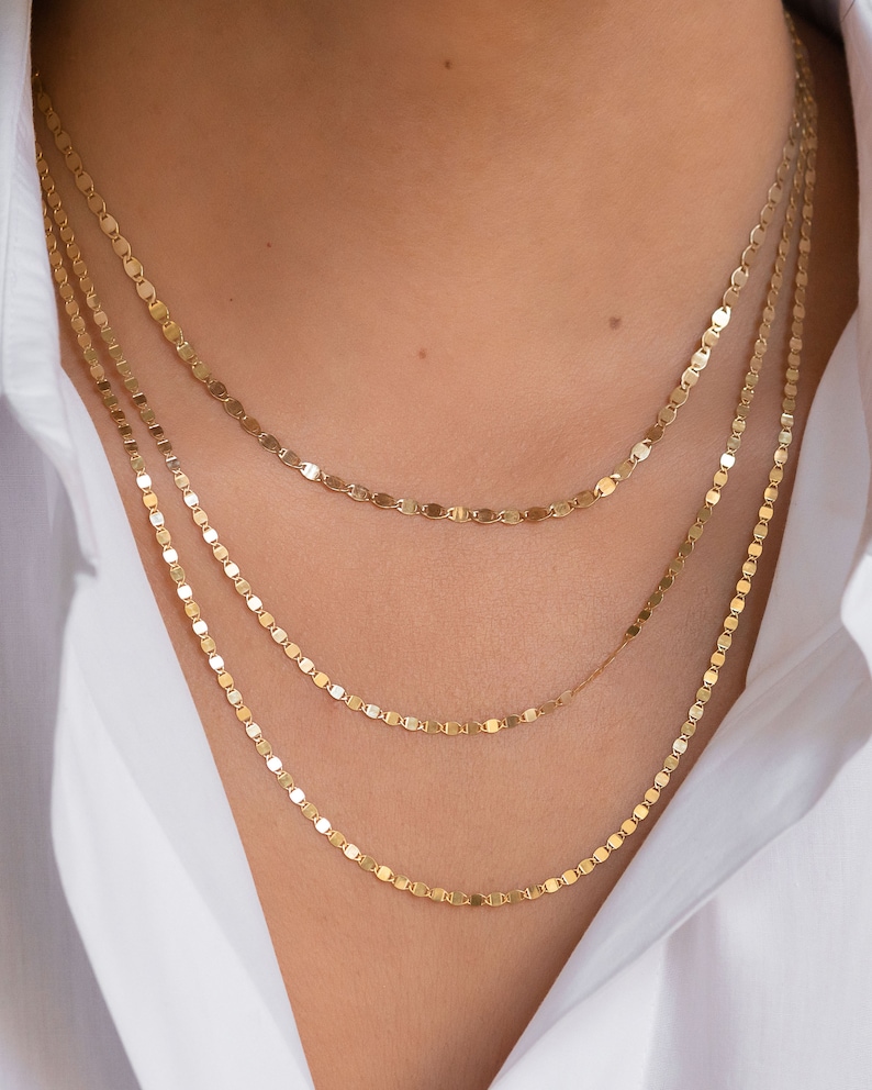 14k Gold Mirror Chain Link Necklace Etsy