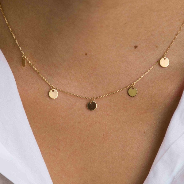 Gold Disc Necklace Etsy